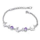 Quality and Quantity Assured Female Dolphin Shape Platinum Plating Titanium Bracelet With Crystal