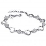 High Quality Female Sweetheart Platinum Plating Titanium Bracelet With Diamond