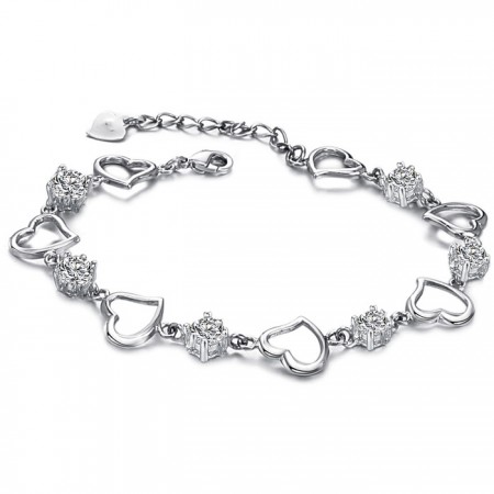 High Quality Female Sweetheart Platinum Plating Titanium Bracelet With Diamond