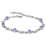 World-wide Renown Female Purple Platinum Plating Titanium Bracelet With Diamond