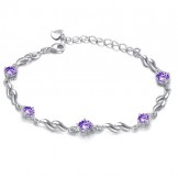 Quality and Quantity Assured Female Purple Platinum Plating Titanium Bracelet With Diamond