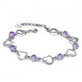 Reliable Quality Female ELegant Platinum Plating Titanium Bracelet With Purple Diamond