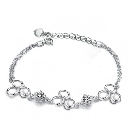 Superior Quality Female Platinum Plating Titanium Bracelet With Purple Crystal