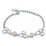 Superior Quality Female Platinum Plating Titanium Bracelet With Purple Crystal