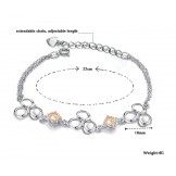 Superior Quality Female Platinum Plating Titanium Bracelet With Purple Crystal