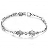 The Queen of Quality Female Plum Flower Shape Platinum Plating Titanium Bracelet With Diamond