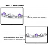 Durable in Use Female Purple Platinum Plating Titanium Bracelet With Diamond