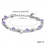 Durable in Use Female Purple Platinum Plating Titanium Bracelet With Diamond
