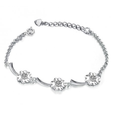 Dependable Performance Female Clover Shape Platinum Plating Titanium Bracelet With Diamond