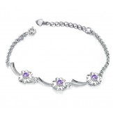 Dependable Performance Female Clover Shape Platinum Plating Titanium Bracelet With Diamond