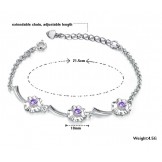 Dependable Performance Female Clover Shape Platinum Plating Titanium Bracelet With Diamond