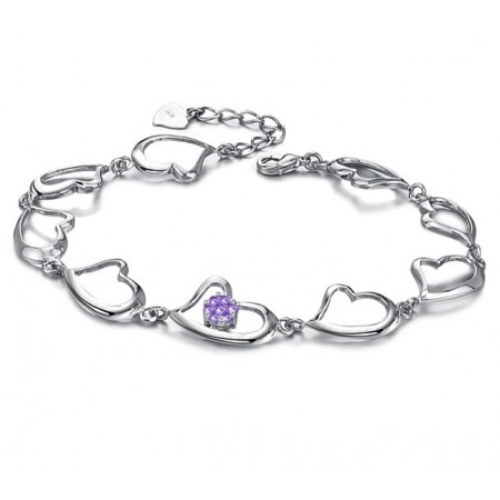 High Quality Female Sweetheart Platinum Plating Titanium Bracelet With Diamond