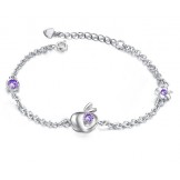 Reliable Reputation Female Hollow Platinum Plating Titanium Bracelet With Rhinestone