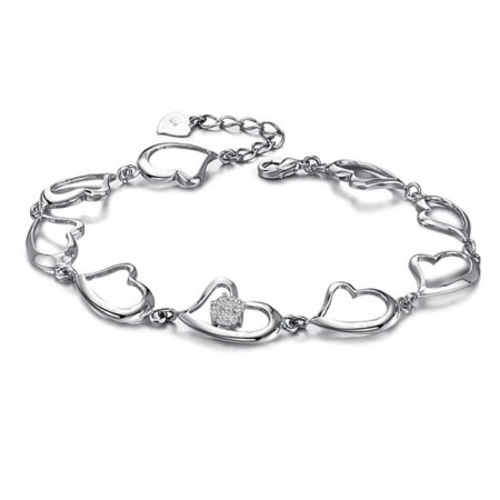 Quality and Quantity Assured Female Sweetheart Platinum Plating Titanium Bracelet With Diamond