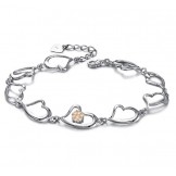 World-wide Renown Female Sweetheart Platinum Plating Titanium Bracelet With Rhinestone