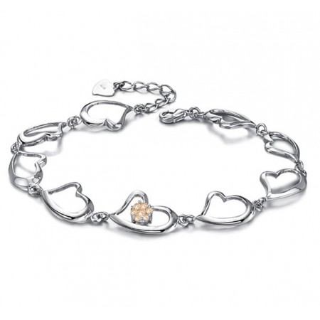 World-wide Renown Female Sweetheart Platinum Plating Titanium Bracelet With Rhinestone