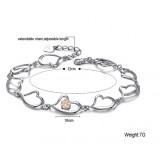 World-wide Renown Female Sweetheart Platinum Plating Titanium Bracelet With Rhinestone