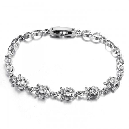 Quality and Quantity Assured Female Clover Shape Platinum Plating Titanium Bracelet 