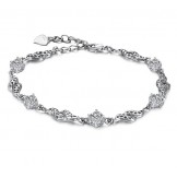 Superior Quality Female Hollow Platinum Plating Titanium Bracelet With Rhinestone