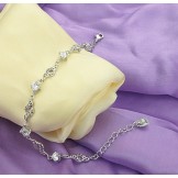 Superior Quality Female Hollow Platinum Plating Titanium Bracelet With Rhinestone