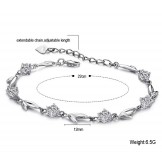 Well-known for Its Fine Quality Female Leaf Shape Platinum Plating Titanium Bracelet With Rhinestone