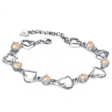 The Queen of Quality Female Sweetheart Platinum Plating Titanium Bracelet With Diamond