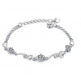 Stable Quality Female Platinum Plating Titanium Bracelet With Rhinestone