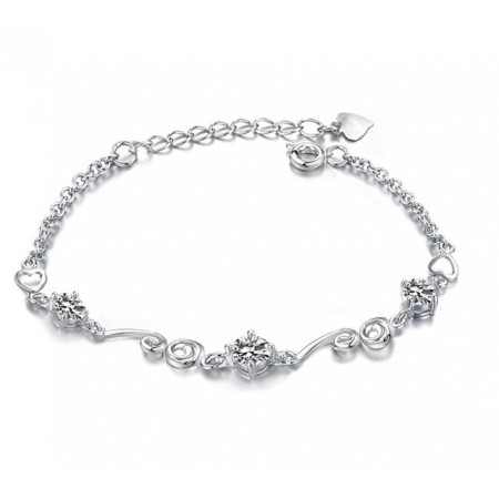 Stable Quality Female Platinum Plating Titanium Bracelet With Rhinestone