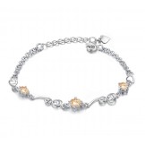 Stable Quality Female Platinum Plating Titanium Bracelet With Rhinestone