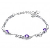 Stable Quality Female Platinum Plating Titanium Bracelet With Rhinestone
