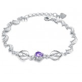 Durable in Use Female Dolphin Shape Platinum Plating Titanium Bracelet With Diamond