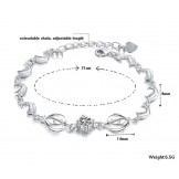 Durable in Use Female Dolphin Shape Platinum Plating Titanium Bracelet With Diamond