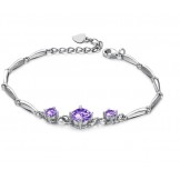 Stable Quality Female Purple Platinum Plating Titanium Bracelet With Diamond