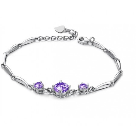 Stable Quality Female Purple Platinum Plating Titanium Bracelet With Diamond