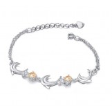 High Quality Female Dolphin Shape Platinum Plating Titanium Bracelet With Diamond