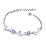 High Quality Female Dolphin Shape Platinum Plating Titanium Bracelet With Diamond