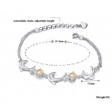 High Quality Female Dolphin Shape Platinum Plating Titanium Bracelet With Diamond