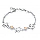 High Quality Female Clover Shape Platinum Plating Titanium Bracelet With Diamond