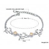 High Quality Female Clover Shape Platinum Plating Titanium Bracelet With Diamond