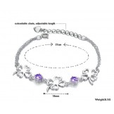 High Quality Female Clover Shape Platinum Plating Titanium Bracelet With Diamond