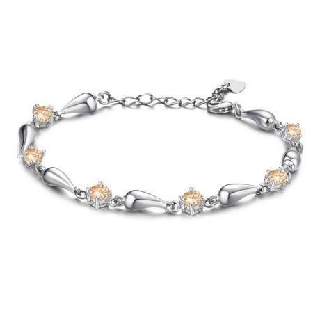 Excellent Quality Female Water Drop Platinum Plating Titanium Bracelet With Diamond