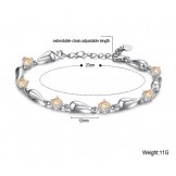 Excellent Quality Female Water Drop Platinum Plating Titanium Bracelet With Diamond