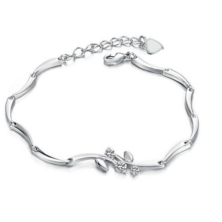 Quality and Quantity Assured Female Platinum Plating Titanium Bracelet With Diamond