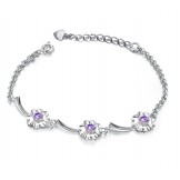Durable in Use Female Clover Shape Platinum Plating Titanium Bracelet