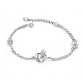 Complete in Specifications Female Apple Shape Platinum Plating Titanium Bracelet With Diamond