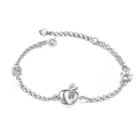 Complete in Specifications Female Apple Shape Platinum Plating Titanium Bracelet With Diamond