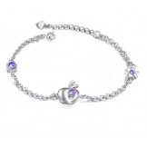 Complete in Specifications Female Apple Shape Platinum Plating Titanium Bracelet With Diamond