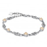 High Quality Female Hollow Platinum Plating Titanium Bracelet With Diamond