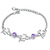 Excellent Quality Female Clover Shape Platinum Plating Titanium Bracelet