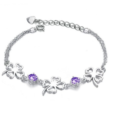 Excellent Quality Female Clover Shape Platinum Plating Titanium Bracelet